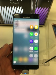 Galaxy Note 7 displaying Apps Edge, which house many unique features to the Note 7.